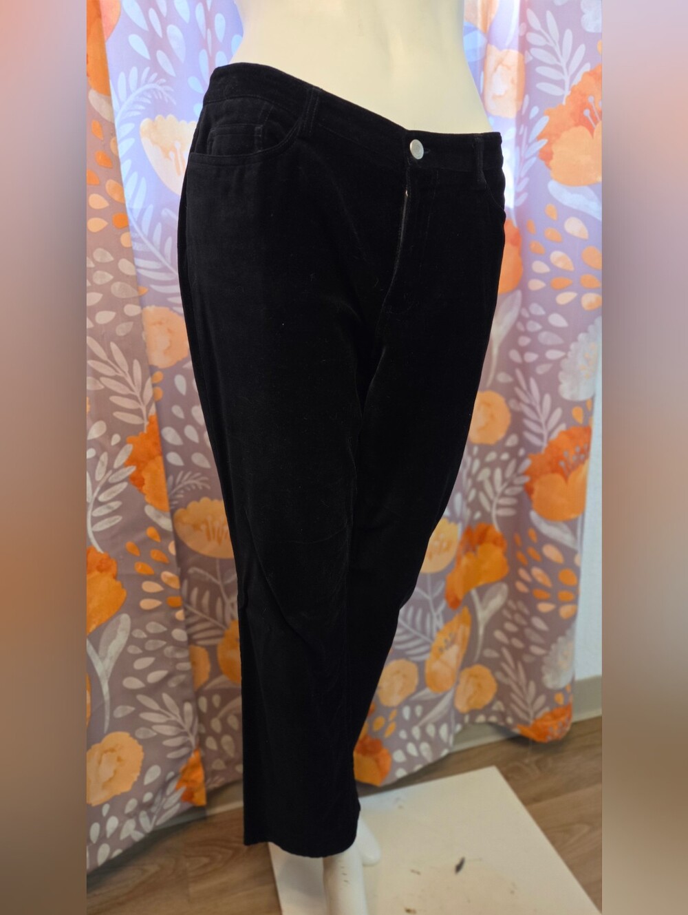 LOFT Black Velour Modern Straight Leg Pants